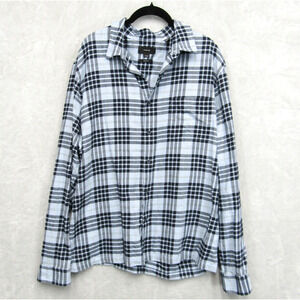 Vince Shirt Mens Size Extra Large 100% Cotton Blend Flannel Blue Plaid